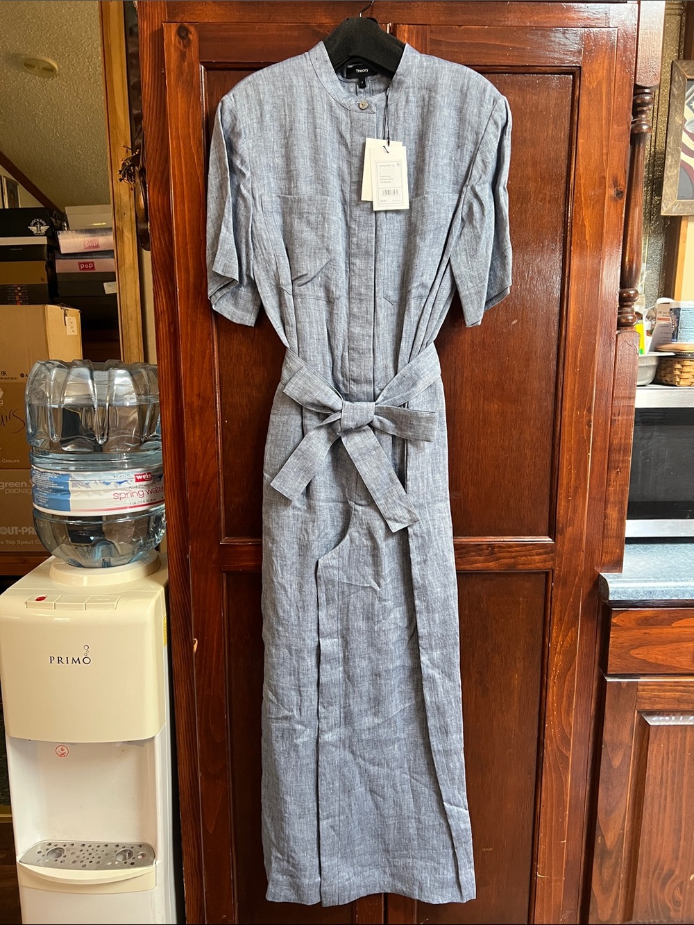 Women’s size 4 theory brand patch pocket jumpsuit chambray blue